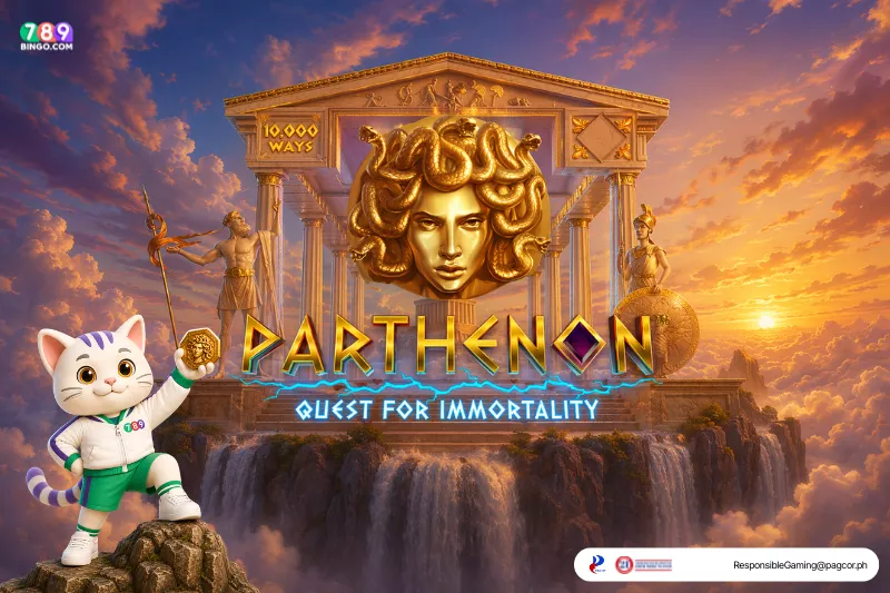 Parthenon Quest for Immortality-themed lucky cat