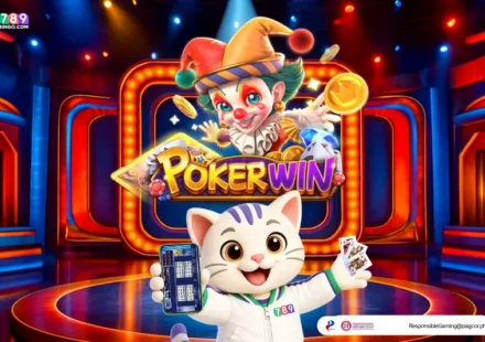 Poker win themed lucky cat