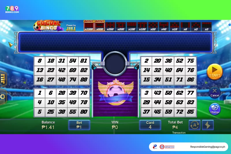 Go Goal Bingo game interface