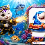 Happy Fishing themed lucky cat