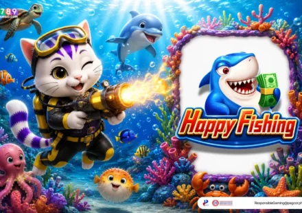 Happy Fishing themed lucky cat