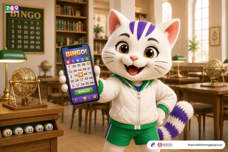 Bingo Lucky Numbers themed lucky cat